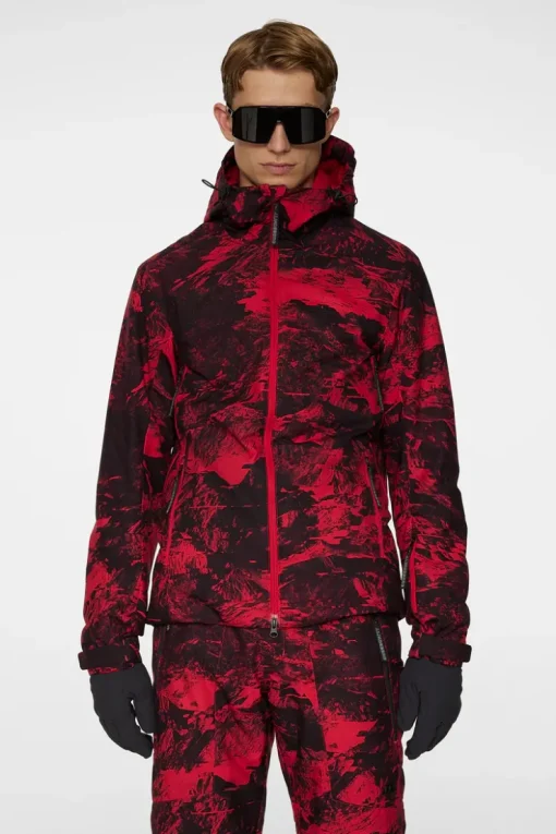 Ski|Jackets<J.Lindeberg Ace Jacket Printed MountainGlitchRed