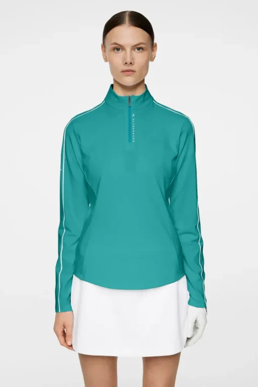 Golf|Base & Mid Layers<J.Lindeberg Adiola Quarter Zip Mid Layer Teal
