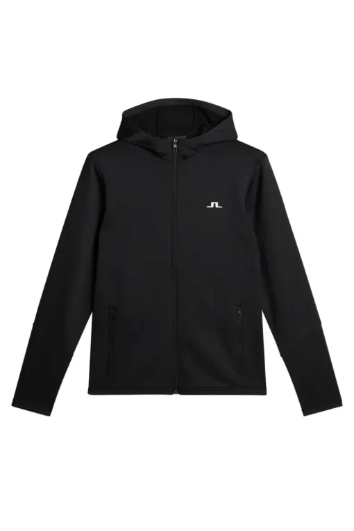 Golf|Base & Mid Layers<J.Lindeberg Aerial Full Zip Hood Black