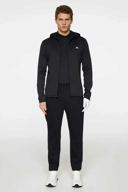 Golf|Base & Mid Layers<J.Lindeberg Aerial Full Zip Hood Black