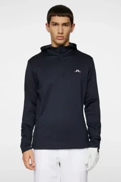 Golf|Base & Mid Layers<J.Lindeberg Aerial Quarter Zip Hood JLNavy