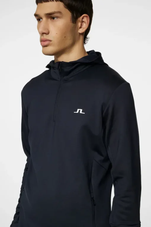 Golf|Base & Mid Layers<J.Lindeberg Aerial Quarter Zip Hood JLNavy