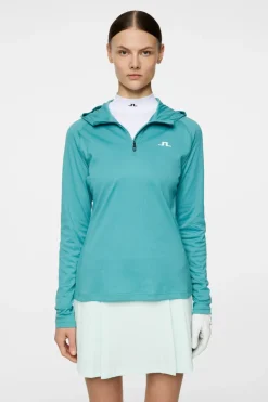 Golf|Base & Mid Layers<J.Lindeberg Agnes Quarter Zip Hood Teal