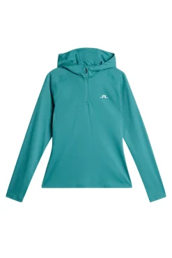 Golf|Base & Mid Layers<J.Lindeberg Agnes Quarter Zip Hood Teal