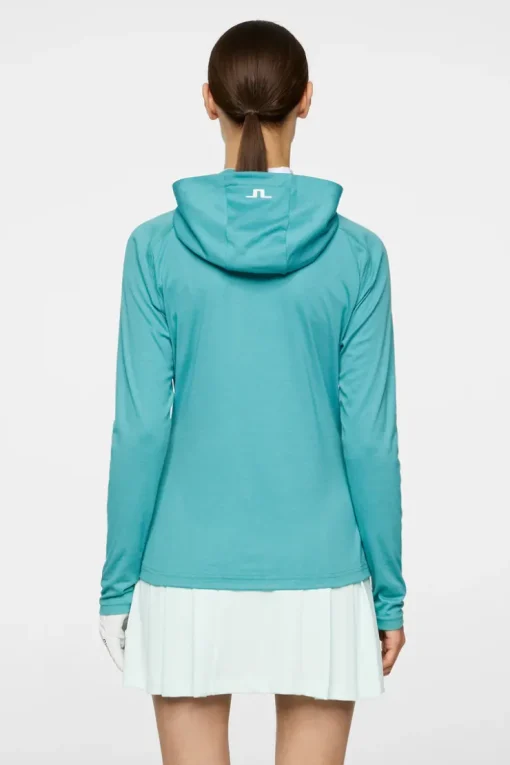Golf|Base & Mid Layers<J.Lindeberg Agnes Quarter Zip Hood Teal