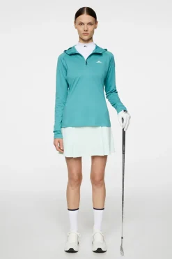 Golf|Base & Mid Layers<J.Lindeberg Agnes Quarter Zip Hood Teal