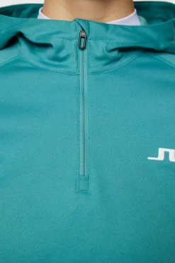 Golf|Base & Mid Layers<J.Lindeberg Agnes Quarter Zip Hood Teal
