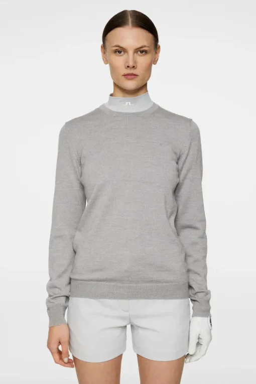 Golf|Knitwear<J.Lindeberg Aria Knitted Sweater LightGreyMelange