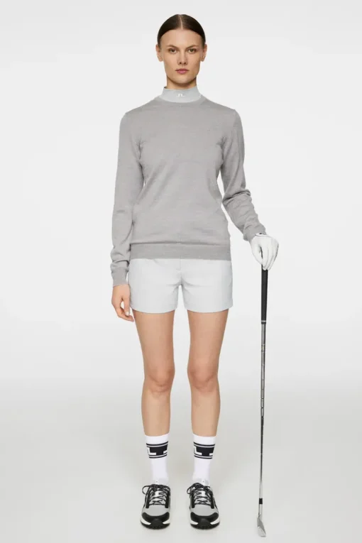 Golf|Knitwear<J.Lindeberg Aria Knitted Sweater LightGreyMelange