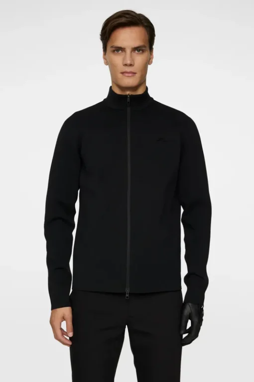 Golf|Knitwear<J.Lindeberg Bo Tech Knit Zip Sweater Black
