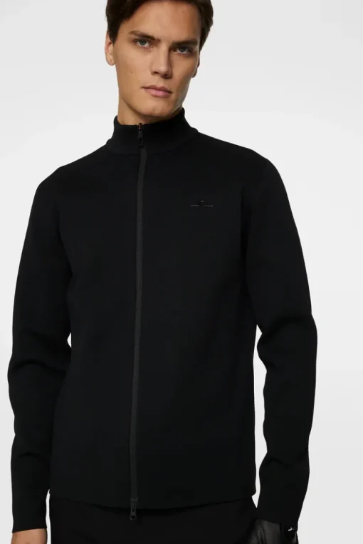 Golf|Knitwear<J.Lindeberg Bo Tech Knit Zip Sweater Black