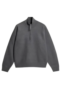 Knitwear|Tops<J.Lindeberg Bon Boiled Wool Quarter Zip LavaSmoke