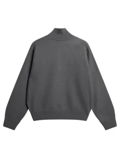 Knitwear|Tops<J.Lindeberg Bon Boiled Wool Quarter Zip LavaSmoke