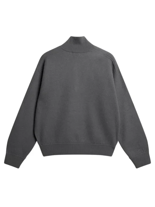 Knitwear|Tops<J.Lindeberg Bon Boiled Wool Quarter Zip LavaSmoke