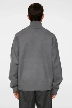 Knitwear|Tops<J.Lindeberg Bon Boiled Wool Quarter Zip LavaSmoke