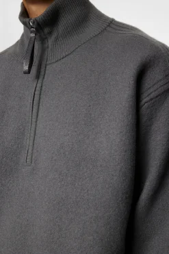 Knitwear|Tops<J.Lindeberg Bon Boiled Wool Quarter Zip LavaSmoke