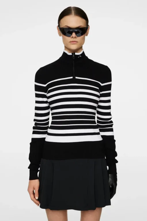 Golf|Tops<J.Lindeberg Cheryl Knitted Zip Sweater Black