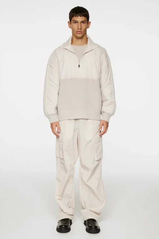 Knitwear|Tops<J.Lindeberg Cole Hybrid Knit Quarter Zip Moonbeam