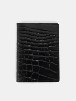 Wallets|Accessories<J.Lindeberg Croc Folded Card Holder Black