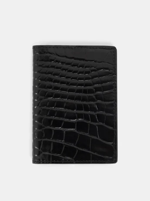 Wallets|Accessories<J.Lindeberg Croc Folded Card Holder Black