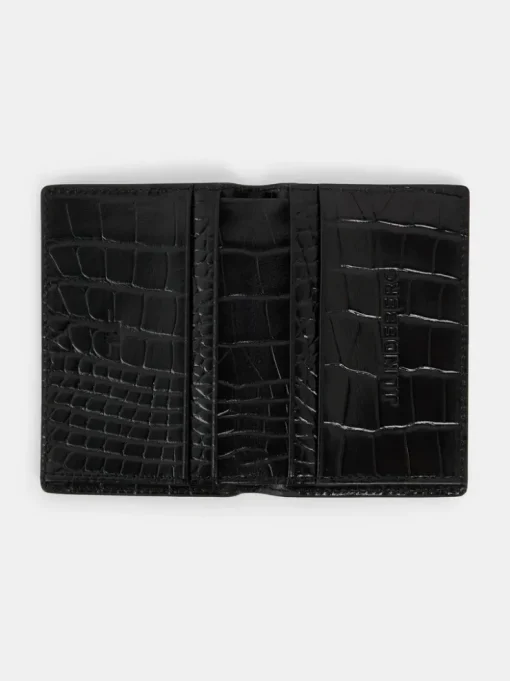 Wallets|Accessories<J.Lindeberg Croc Folded Card Holder Black