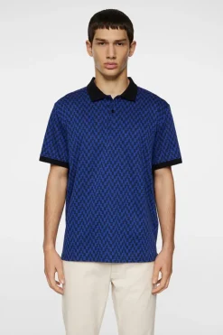 Polo Shirts|Tops<J.Lindeberg Devon Jacquard Polo BridgeStackBlue