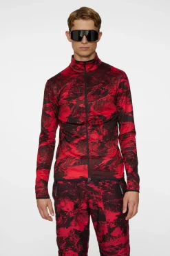 Ski|Base & Mid Layers<J.Lindeberg Eddie Print Mid Layer MountainGlitchRed
