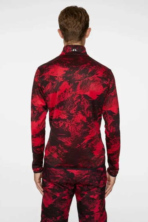Ski|Base & Mid Layers<J.Lindeberg Eddie Print Mid Layer MountainGlitchRed