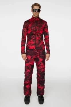 Ski|Base & Mid Layers<J.Lindeberg Eddie Print Mid Layer MountainGlitchRed