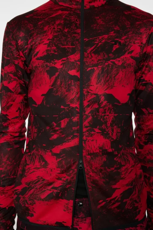 Ski|Base & Mid Layers<J.Lindeberg Eddie Print Mid Layer MountainGlitchRed