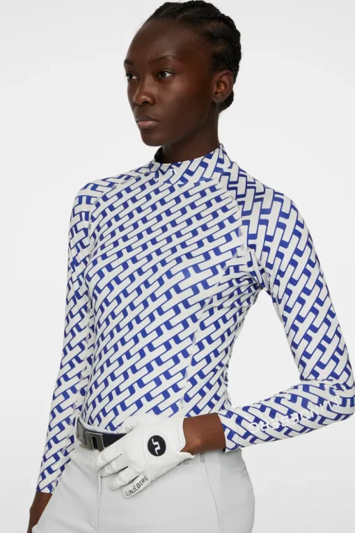 Golf|Base & Mid Layers<J.Lindeberg Ella Print Compression Top TourGeoMoonbeamM
