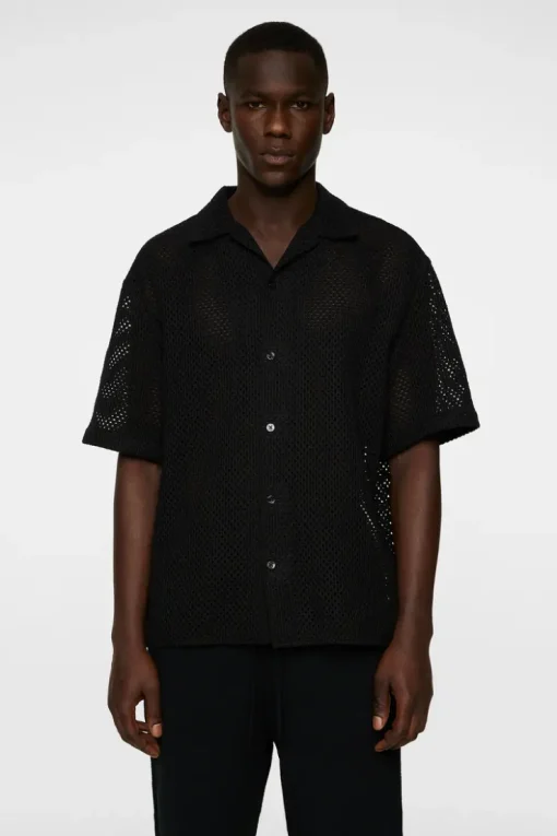 Tops|Shirts<J.Lindeberg Ellis Crochet Shirt Black