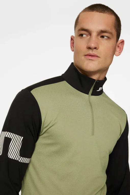 Golf|Base & Mid Layers<J.Lindeberg Heath Strike Mid Layer OilGreen