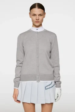 Golf|Knitwear<J.Lindeberg Joanna Knitted Cardigan LightGreyMelange