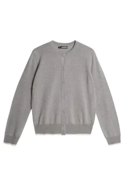 Golf|Knitwear<J.Lindeberg Joanna Knitted Cardigan LightGreyMelange
