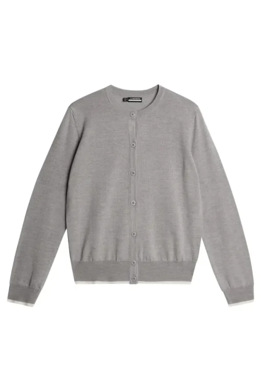 Golf|Knitwear<J.Lindeberg Joanna Knitted Cardigan LightGreyMelange