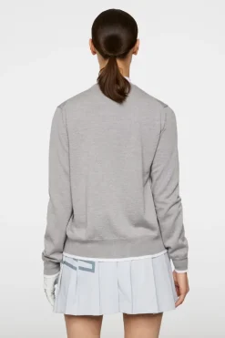 Golf|Knitwear<J.Lindeberg Joanna Knitted Cardigan LightGreyMelange