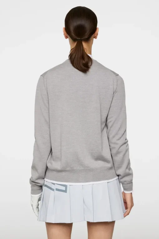 Golf|Knitwear<J.Lindeberg Joanna Knitted Cardigan LightGreyMelange