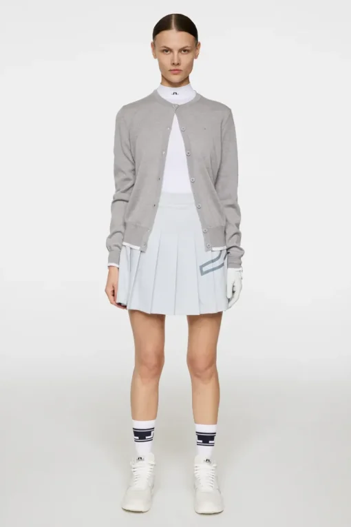 Golf|Knitwear<J.Lindeberg Joanna Knitted Cardigan LightGreyMelange