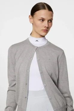 Golf|Knitwear<J.Lindeberg Joanna Knitted Cardigan LightGreyMelange