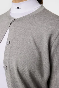 Golf|Knitwear<J.Lindeberg Joanna Knitted Cardigan LightGreyMelange