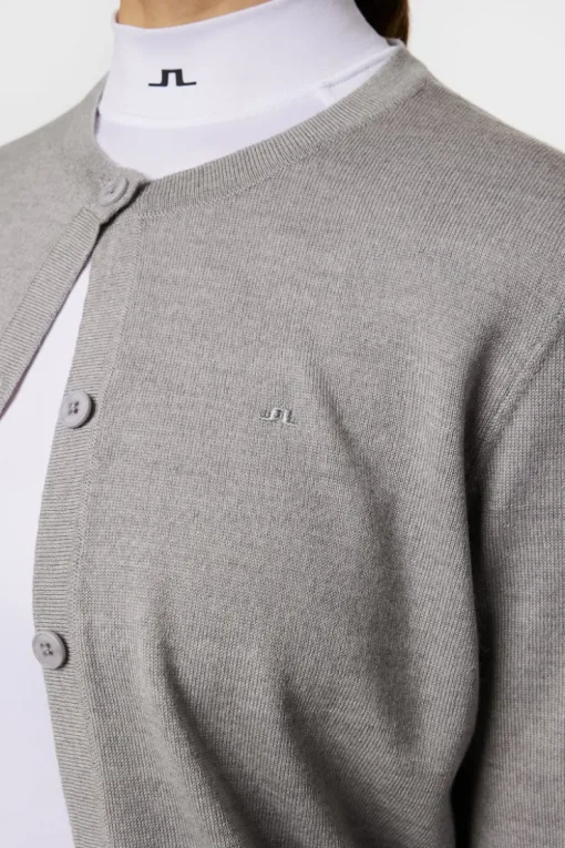 Golf|Knitwear<J.Lindeberg Joanna Knitted Cardigan LightGreyMelange