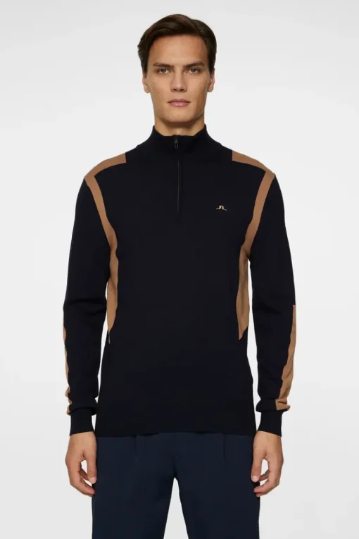 Golf|Knitwear<J.Lindeberg Kendrick Knitted Zip Sweater TigersEye