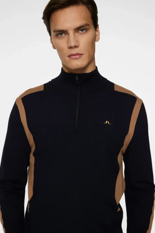 Golf|Knitwear<J.Lindeberg Kendrick Knitted Zip Sweater TigersEye