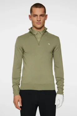 Golf|Knitwear<J.Lindeberg Kian Zipped Sweater OilGreen