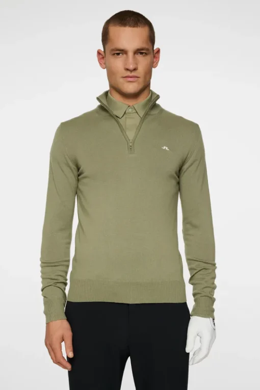 Golf|Knitwear<J.Lindeberg Kian Zipped Sweater OilGreen