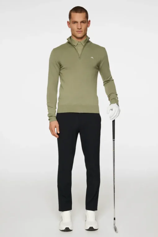 Golf|Knitwear<J.Lindeberg Kian Zipped Sweater OilGreen