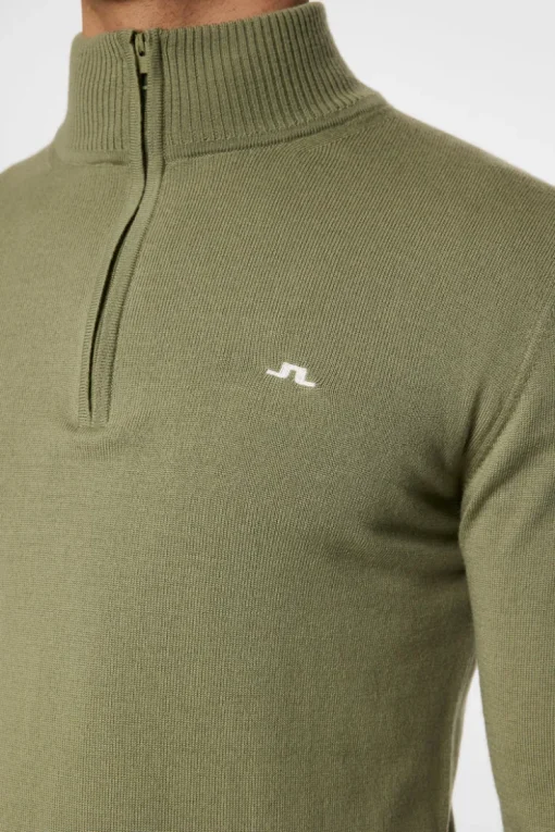 Golf|Knitwear<J.Lindeberg Kian Zipped Sweater OilGreen