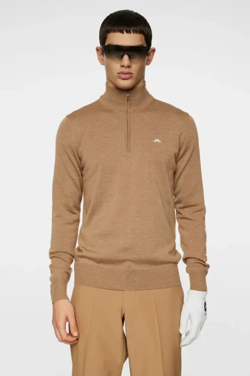 Golf|Knitwear<J.Lindeberg Kian Zipped Sweater TigersEye