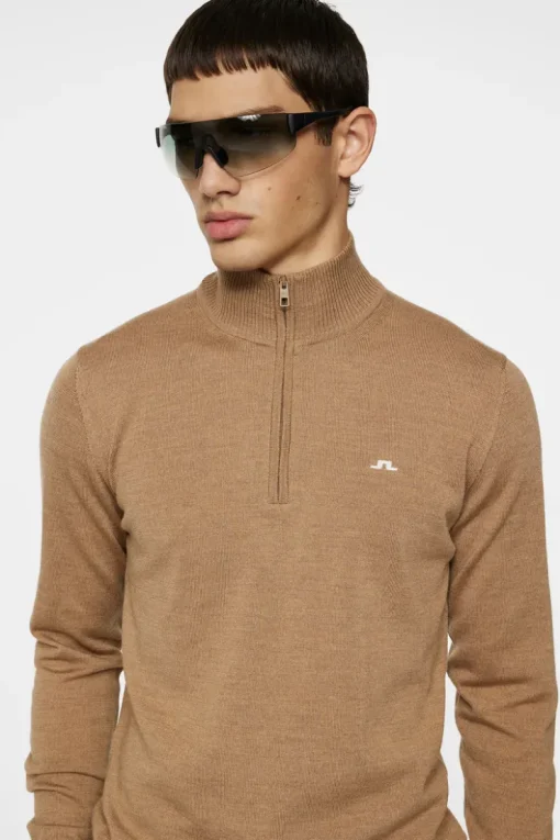 Golf|Knitwear<J.Lindeberg Kian Zipped Sweater TigersEye